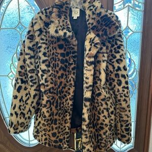 Leopard Print Faux Fur Coat